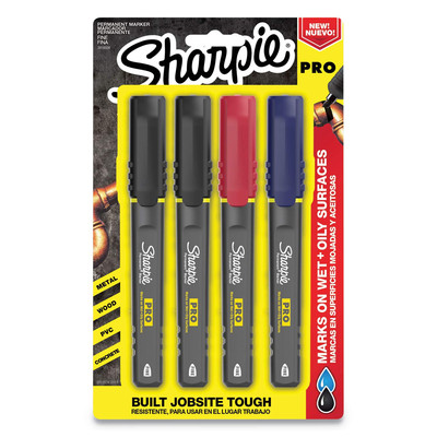 SHARPIE Pro Permanent Marker, Fine Point, Assorted Colors, 4-Count Marker (20...
