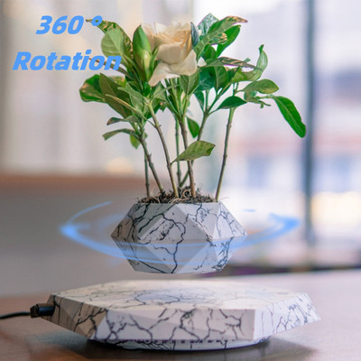 Levitating Plant Pot Marble Color Floating Planter Magnetic Levitation Bonsai Po