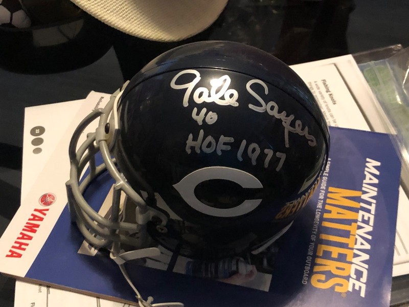 Gale Sayers mini helmet autographed with coa 