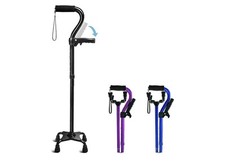 Adjustable Walking Cane for Men  Women with 4-Pronged Base for Extra Stability