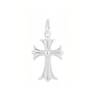 Sterling Silver Fleur De Lis Cross Charm Pendant 15mm x 10mm