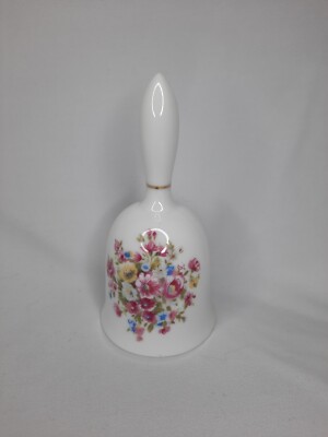 Bone China Bell Rose Floral White And Gold Tone Made In Japan Unique Gift Vtg 5''
