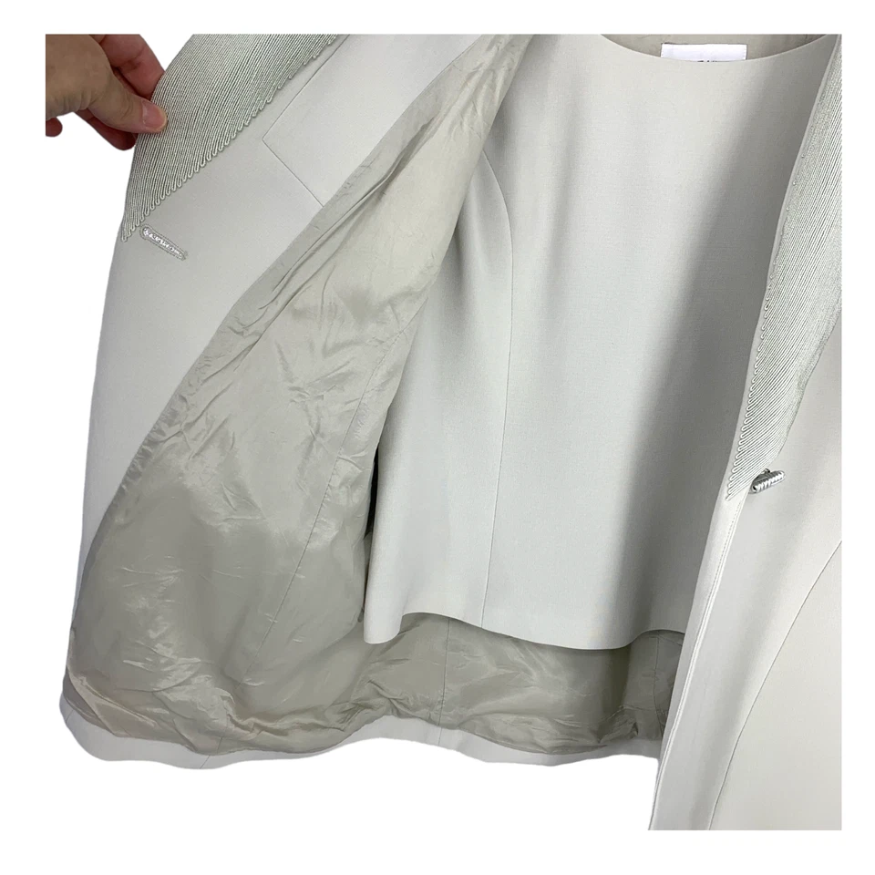 Vintage 1980's Albert Nipon Sz 12 Sage Green 3 Pc Jacket Shell Pants Suit Set - Image 4 of 4