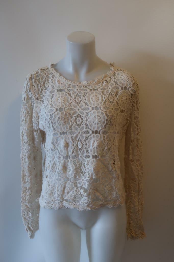 WOMENS POOKIE & SEBASTIAN CREAM SEMISHEER CROCHET TOP M * eBay