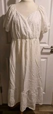 GORGEOUS WHITE PEASANT GYPSY LONG MAXI DRESS SIZE 3XL 22 BRODERIE ANGLAIS