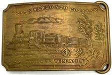 1970s Wells Fargo Co Arizona Territory Belt Buckle Railroad Marked Tiffany Co