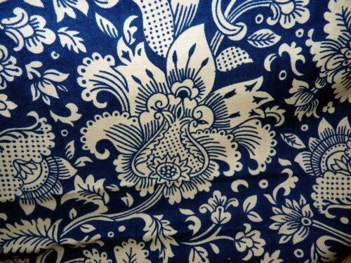 Tessuto cotone vintage anni 40 50 blu giacobino chintz floreale 56w 3yd everglaze - Foto 2 di 3