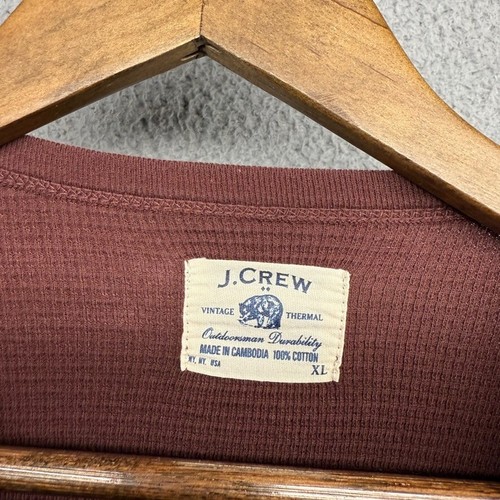 J Crew Thermal Shirt Men's XL Red Maroon Vintage Thermal Outdoorsman Waffle y2k - Picture 4 of 10