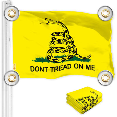 2 Pack: Gadsden Don't Tread On Me Flag 3x5 Ft Printed 150D, 4 Corner Grommets