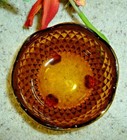 VTG Glass Candy Dish Bowl Amber w Gold Diamond Point Footed Compote by Tiara 5" — photo 7