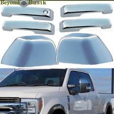 2023-2025 Ford F250-F550 Crew CHROME 4 Door Handle COVERS NoSMTKH+Mirrors COVERS