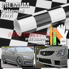 Black White Checker Racing F1 Auto Car Vinyl Wrap Sticker Decal Sheet Film