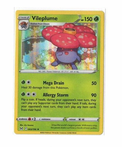 Pokémon TCG Sword & Shield Lost Origin Vileplume 003/196 Holo Rare