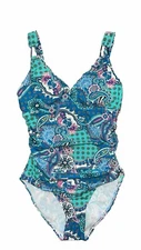 Spanx, Love Your Assets by Sara Blakely Tropical Paisley Swimsuit Large Slimming