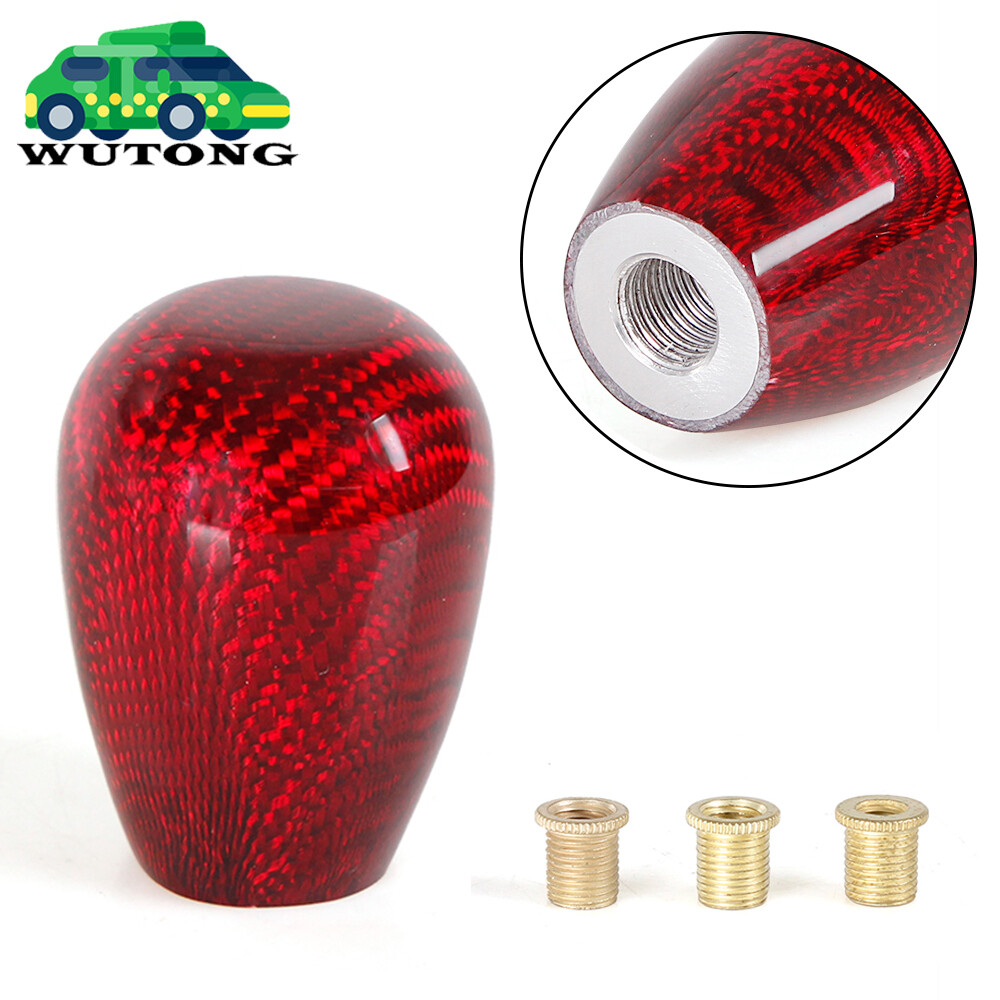 Universal Carbon Fiber Red Manual MT Car Gear Stick Shift Knob Lever Shifter