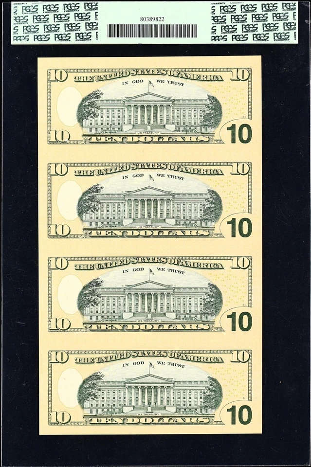 2004 A $10 Federal Reserve F Star Atlanta 4 Note Uncut Sheet ~ PCGS 68 PPQ - Image 2 of 2