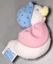 RARE Vtg Eden Terry Cloth Duck Plush Squeaker Toy Stuffed Animal Farm Goose Baby