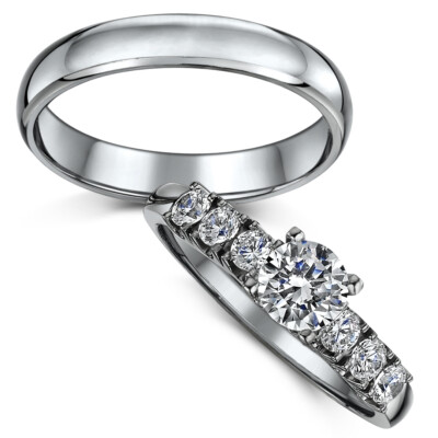 ''Titan Braut Set'' Verlobungsring & 4 mm Ehering Band Set