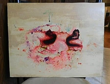 Artist Signed Original HARVEY LEEPA Watercolor PAINTING Fluxist FLUXISM Art