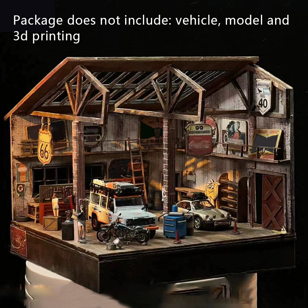 ☆ 1/64 Diorama Item 1:64 Diorama Warehouse Boxes Model Garage Scene Display Prop