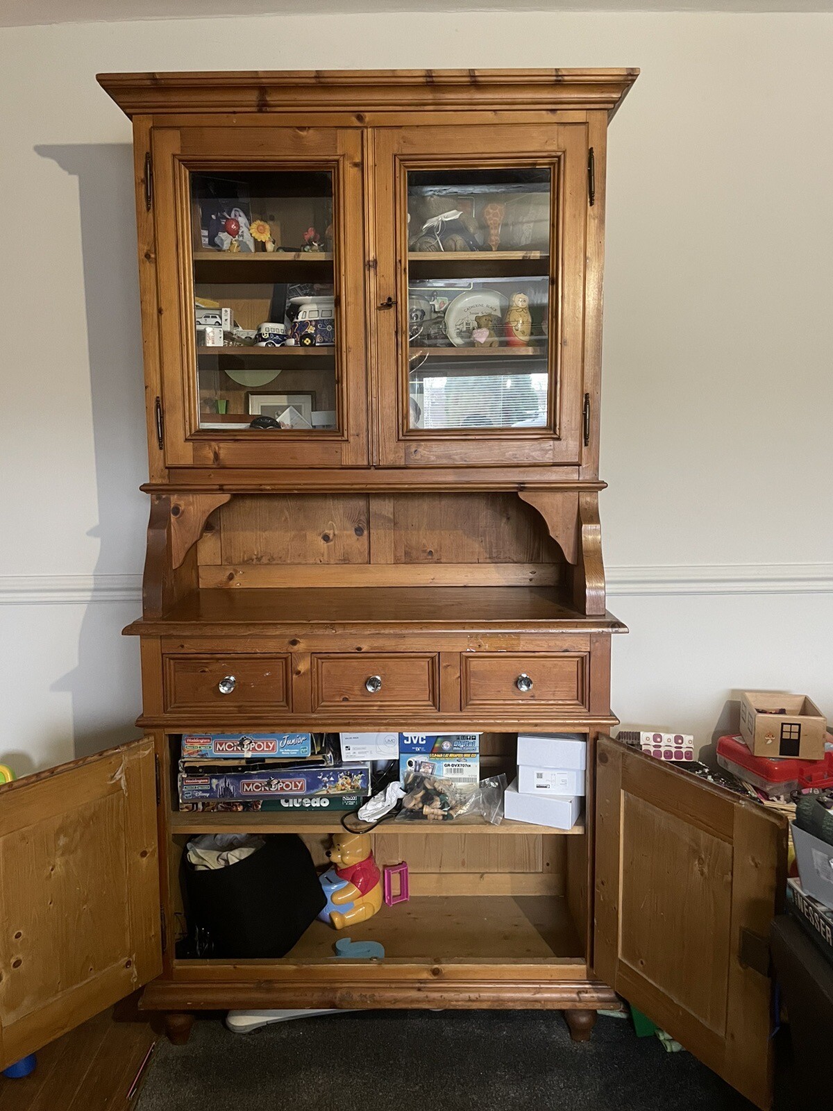 Vintage Solid Wood Antique Pine Welsh Dresser Country Farmhouse Style