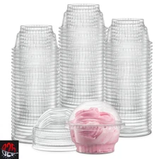 5 Oz Plastic Dessert Cups with Lids, Clear Cups with DOME LID NO HOLE