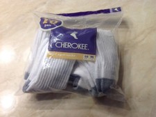 6 BOY'S CHEROKEE WHITE CREW SOCKS - MEDIUM - FITS SHOE SIZES 9 - 2 1/2