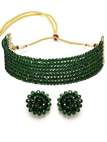 Green color shop choker necklace