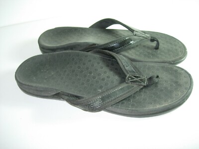 WOMENS BLACK ORTHAHEEL VIONIC THONGS FLIP FLOPS