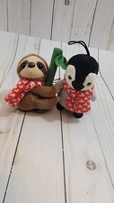 Aurora Mini Christmas Sloth And Penguin Plush