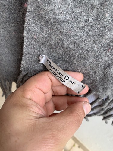 CHRISTIAN DIOR MONSIEUR GRAY RECTANGLE Wool scarf 66/17 in #A24 - 第 2/3 張圖片