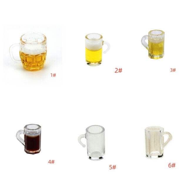 1PC Dollhouse 1:12 Scale Miniature Beer Glass Resin Cups Bar Party Accessories