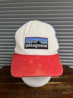 Patagonia Hat Cap Snap Back Adult One Size Blue Red Trucker Fitz Roy Emroidered