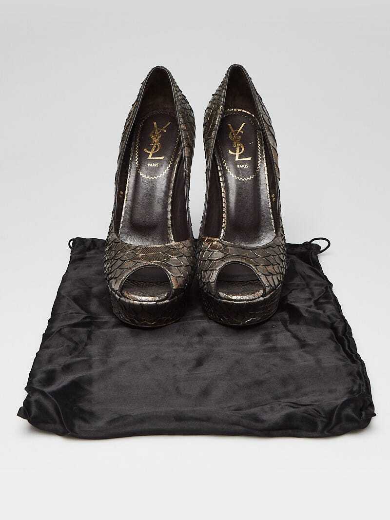 Yves Saint Laurent Grey Python Palais Peep Toe Pu… - image 5