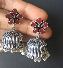 silver Earrings, Bollywood Jewellery, Boho Earrings, Indian Jumka Jewellery