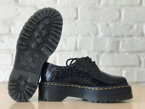 Scarpe Dr Martens 1461 donna taglia 8 leopardate goffrate pelle verniciata plateau nuove - Foto 7 di 10