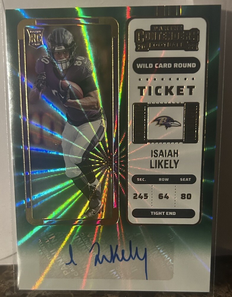 2022 Contenders - Rookie Ticket Wild Card Round #216 Isaiah Likely Green Auto
