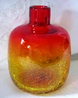 Exc MCM Vintage BLENKO 6424 Crackle Glass Amberina Bud Vase Candle Holder 5.5”