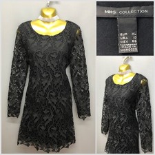 MNG Collection Black Laced Sheer Occasion Dress XL Lined