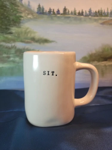 RAE DUNN By Magenta Large Cream Colored Mug SIT With Rocking Chair Graphic