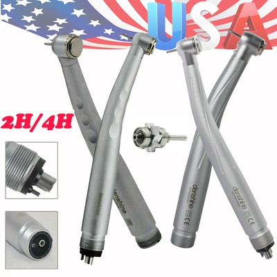 Dental (LED Optic E-generator) Denshine Handpiece High Speed Turbine 2/4Hole USA