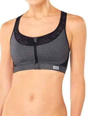 Sloggi Women Move Fly N Damen Sport-BH Frontverschluss Grau/Schwarz Neu