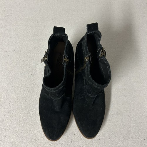 Lucky Brand Booties Women’s 6.5M Black Suede Side Zip Heeled Boots Everalda - Picture 3 of 12