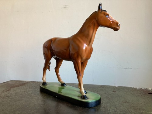 Vintage Large Mounted Chalkware Racehorse Figure Ornament Horse Racing c1950s - Picture 5 of 21