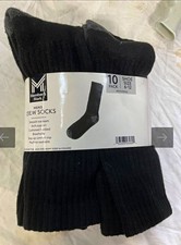 Member's Mark Men's Black Crew Socks Cotton Cushioned Arch Support 10 Pack L