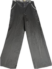 Simply Vera Vera Wang Women L Black Wide Leg Satin Trousers White Piping Trim