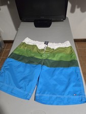 Tommy Hilfiger Color Block Greens with Blue Swim Trunks Board Shorts Mens XL
