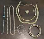 Gold Tone Vintage Costume Jewelry Lot Necklaces Earrings Gem Ring and Bracelets