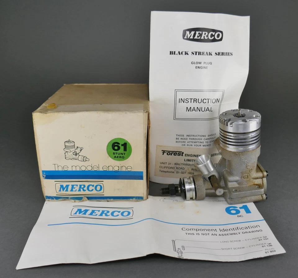 Vintage neu im Karton Merco Black Streak Serie 61 Stunt Aero Modell RC Gasmotor