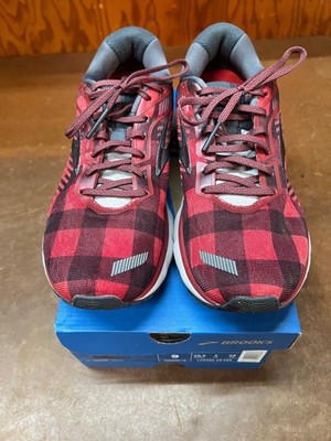 Brooks Shoes Womens 9 Red Plaid Flannel Ghost 12 Running Sneakers 1203051B686